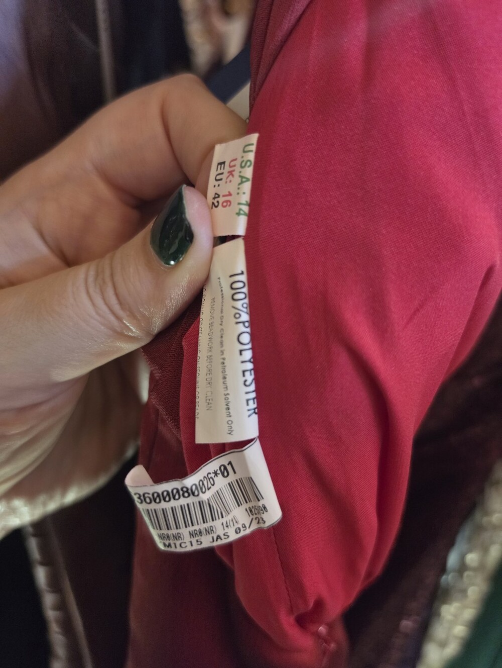 NWOT Red Shimmer V-Neck Crossback Formal Gown  - Belsoie - Picture 9 of 9